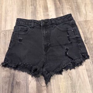 Black Distressed Women Shorts